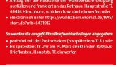 Tipps für die Briefwahl zur Stadtverordneten-Wahl in Hirschhorn