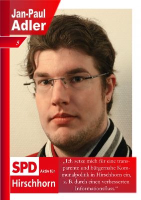 Die SPD-Kandidaten für die Stadtverordneten-Wahl am 14. März: Jan-Paul Adler